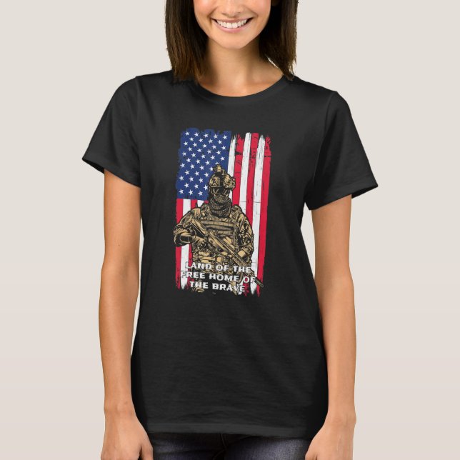 Camiseta Tierra De Los Libres Hogar De Los Valientes 4 De J (Anverso)