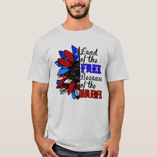 Camiseta Tierra De Los Libres Por Los Valientes - USA Patri (Anverso)