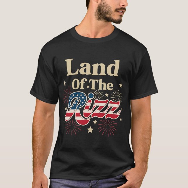 Camiseta Tierra De Rizz 4 De Julio Patriótico Estadounidens (Anverso)