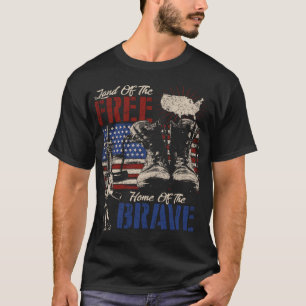 Camiseta tierra del hogar libre del valiente día de los ven