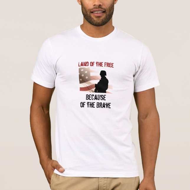 Camiseta Tierra del libre debido a los militares valientes (Anverso)