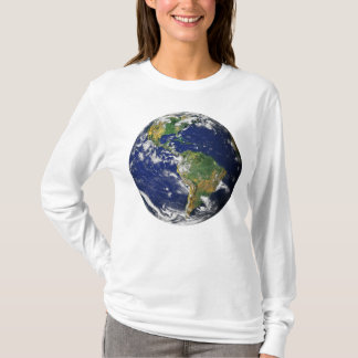 Camiseta TIERRA del PLANETA de la manga larga de las