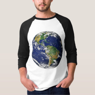 Camiseta TIERRA del PLANETA de la manga larga del raglán