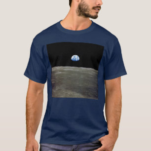 Camiseta Tierra desde la Luna en el espacio negro: Amanecer