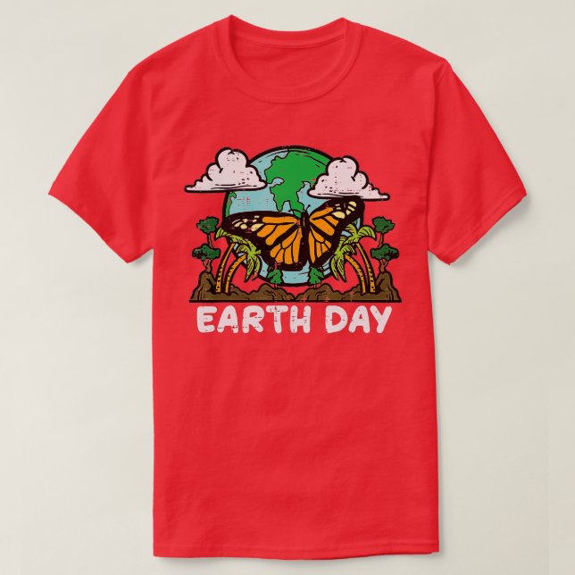 Camiseta Tierra Día Monarca Mariposa Cubo Medio Ambiente Ho (Diseño del anverso)