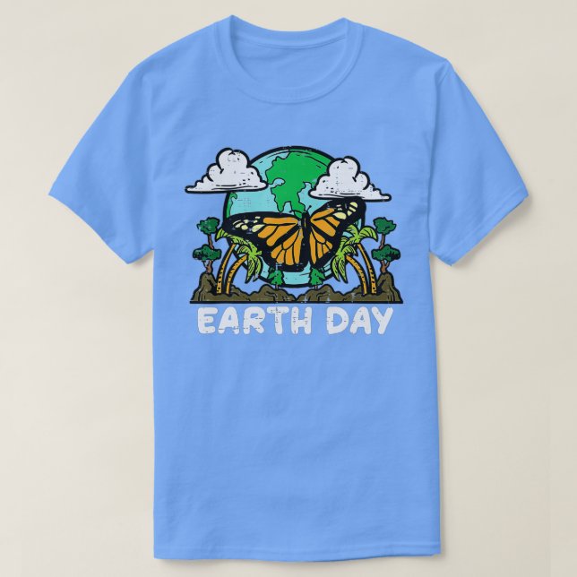 Camiseta Tierra Día Monarca Mariposa Cubo Medio Ambiente Ho (Diseño del anverso)