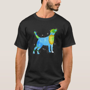 Camiseta Tierra Día Perro Silhouette Watercolor Puppy Plane