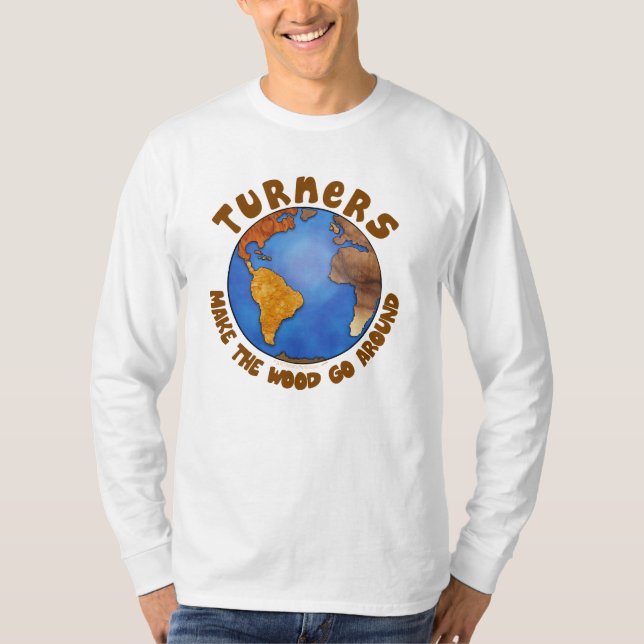 Camiseta Tierra divertida de Woodturning del globo de los (Anverso)
