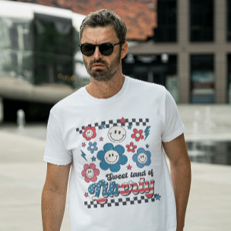 Camiseta "Tierra dulce de la libertad" retro cuarto de juli