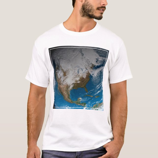 Camiseta Tierra Fuerte con nubes simuladas sobre Norteaméri (Anverso)