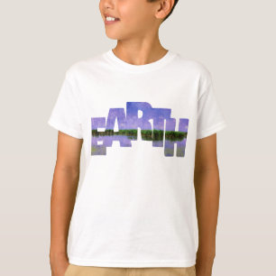 Camiseta Tierra nuestro hogar azul cielo de verano y agua