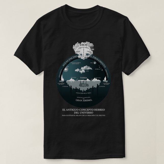 Camiseta Tierra Plana Ancestral Concepto Del Universo (Diseño del anverso)