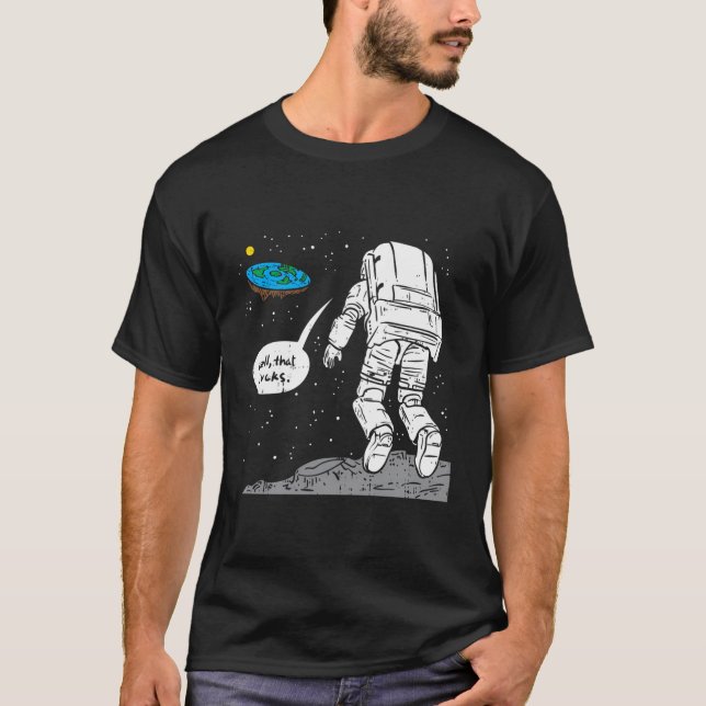 Camiseta Tierra plana de aterrizaje lunar divertida que agi (Anverso)