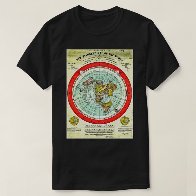 Camiseta Tierra plana de investigación del mapa de la Tierr (Diseño del anverso)