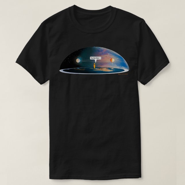 Camiseta Tierra plana que estás aquí (Diseño del anverso)