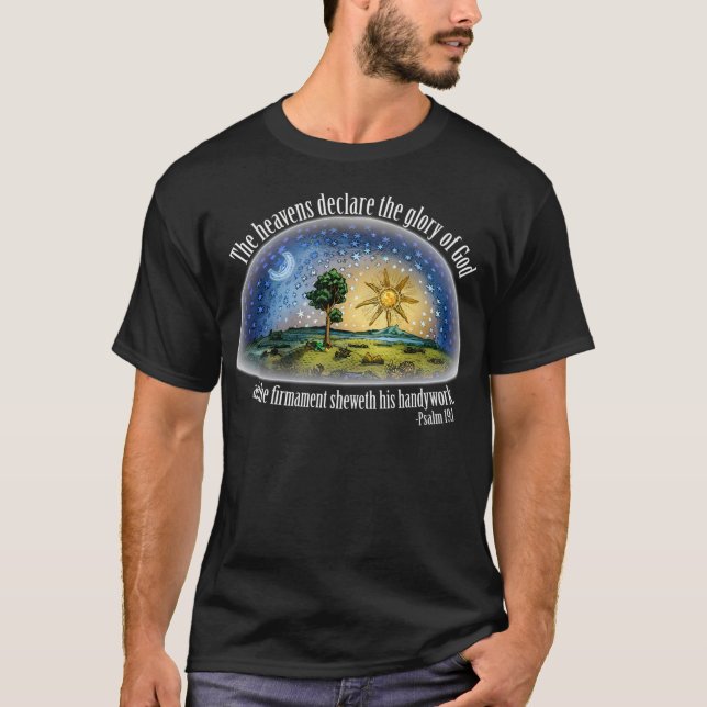 Camiseta Tierra Plana - Salmo 191 (El Firmamento) Negro (Anverso)