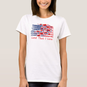 Camiseta Tierra Que Amo, Bandera Americana Floral