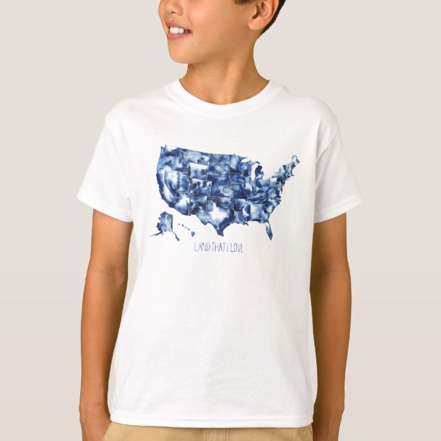 Camiseta Tierra que amo - Mapa de Estados Unidos (Anverso)