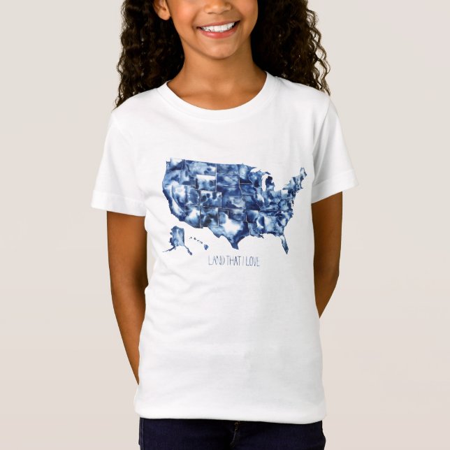 Camiseta Tierra que amo - Mapa de Estados Unidos (Anverso)