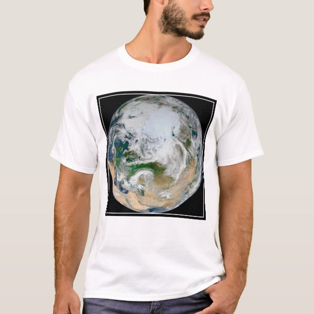 Camiseta Tierra Que Muestra El Ártico, Europa Y Asia. (Anverso)