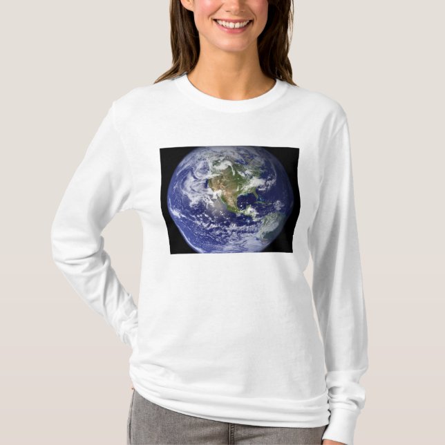 Camiseta Tierra que muestra el hemisferio occidental (Anverso)