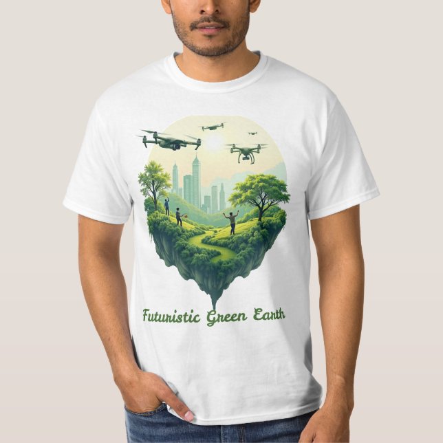 Camiseta Tierra verde futurista (Anverso)