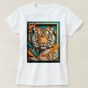 Camiseta Tiger 3D de diseño de arte de papel