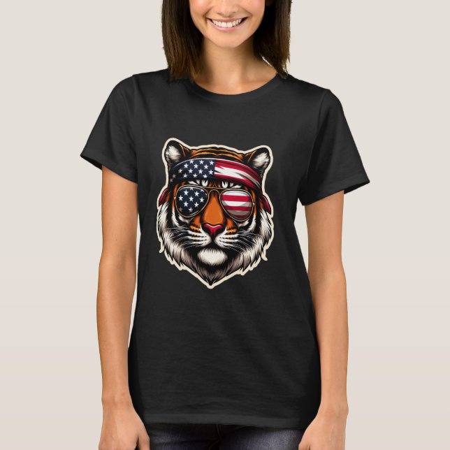 Camiseta Tiger 4th Of July American Independence Day USA Pa (Anverso)