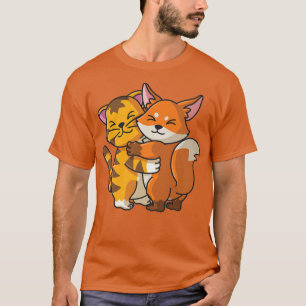 Camiseta Tiger and Fo Cute Zoo Animals Hugging Premium 