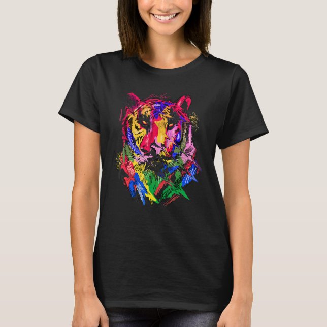 Camiseta Tiger Art Animal Lovers Colourful (Anverso)