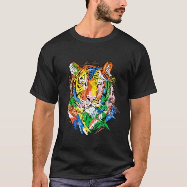Camiseta Tiger colourful animal art animal lovers tiger (Anverso)