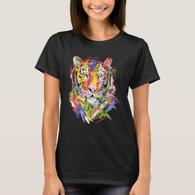 Camiseta Tiger colourful art animal lovers artwork (Anverso)