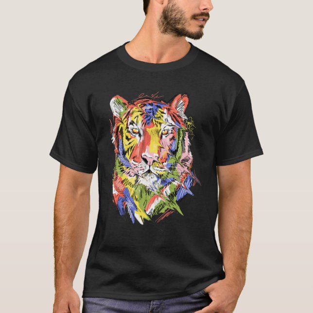 Camiseta Tiger colourful art animal lovers artwork (Anverso)