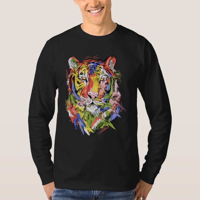 Camiseta Tiger colourful art animal lovers artwork (Anverso)