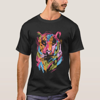 Camiseta Tiger Colourful Art Animal Lovers Tiger Motif