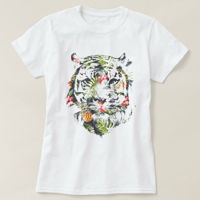 Camiseta TIGER Cute - Patrón Tropical (Diseño del anverso)