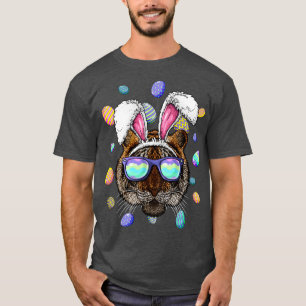 Camiseta Tiger Easter Bunny Ears Caza divertida de huevos d