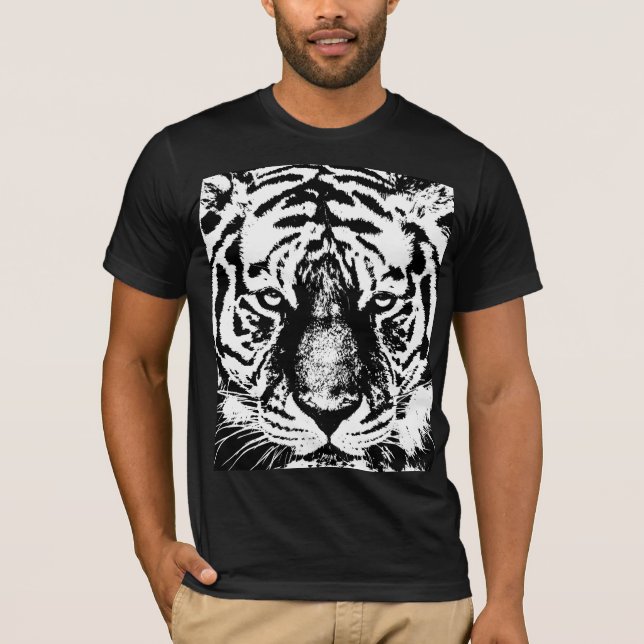 Camiseta Tiger Face Mens Bella Canvas Corto Sleña Negro (Anverso)