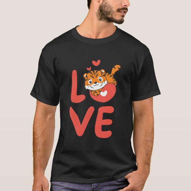 Camiseta Tiger For 'S Day Animals With He Love (Anverso)