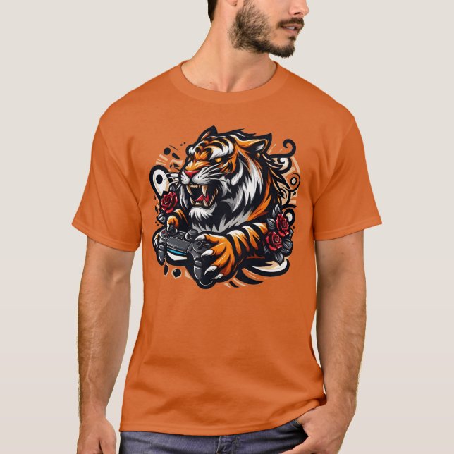 Camiseta Tiger Gamer Orange T-Shirt for Men (Anverso)