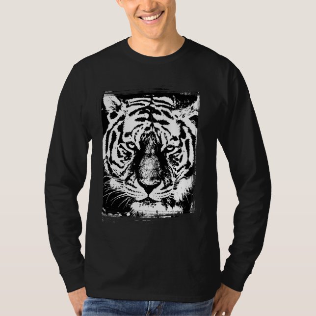 Camiseta Tiger Head Pop Art Elegant Moderno Template Basic (Anverso)