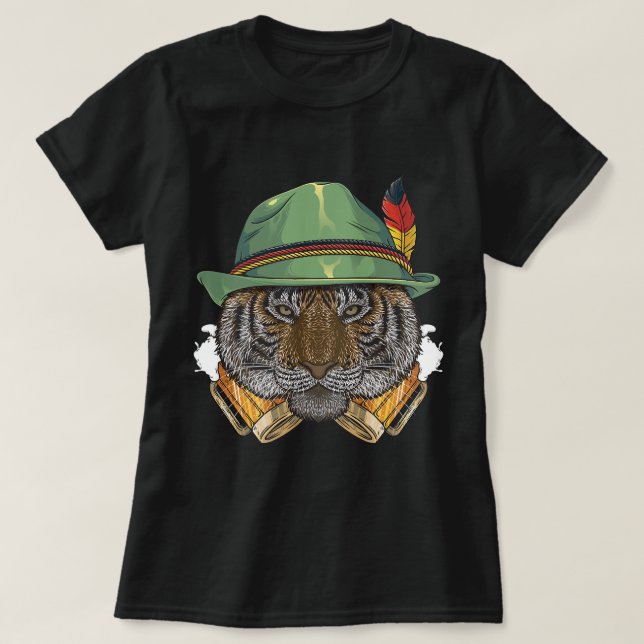 Camiseta Tiger Oktoberfest Festival de Cervezas Alemanas Fe (Diseño del anverso)