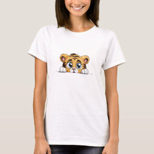 Camiseta Tiger Peeking Cute Adorable Gracioso Personalizado