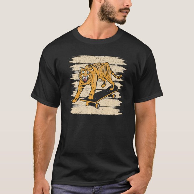 Camiseta Tiger Skateboard Wildlife Animal Zoo Zookeeper   (Anverso)
