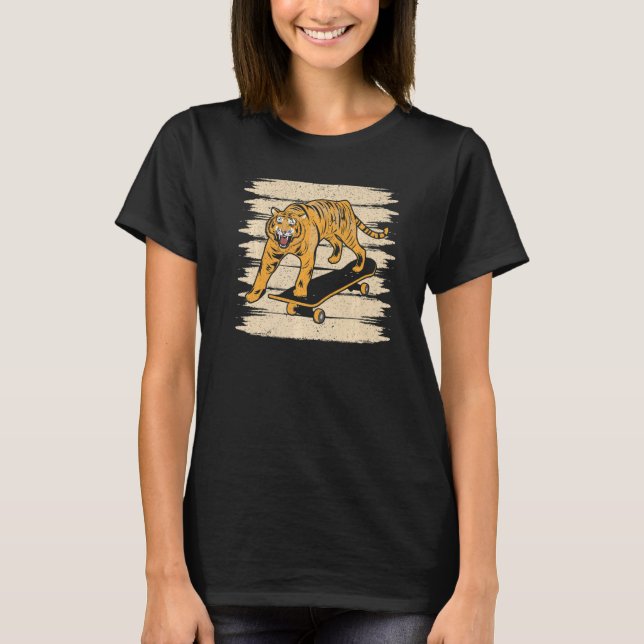 Camiseta Tiger Skateboard Wildlife Animal Zoo Zookeeper   (Anverso)