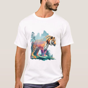 Camiseta Tiger Vector Art Animal Majestic Naturaleza Salvaj