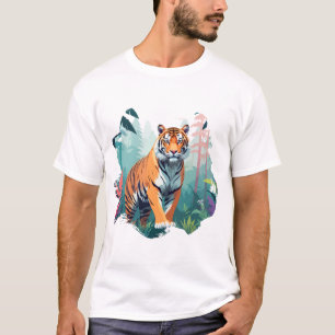 Camiseta Tiger Vector Art Animal Majestic Naturaleza Salvaj