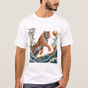 Camiseta Tiger Wave Art - Ukiyo-e Bamboo Sunset Design