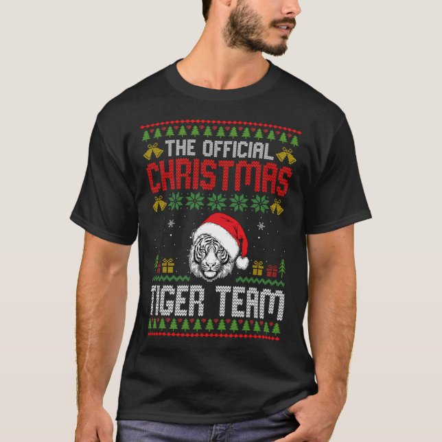 Camiseta Tiger Wearing Santa Hat Xmas Lights Merry Christma (Anverso)
