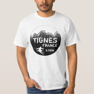 Camiseta Tignes France tac de valor del arte de esquí blanc
